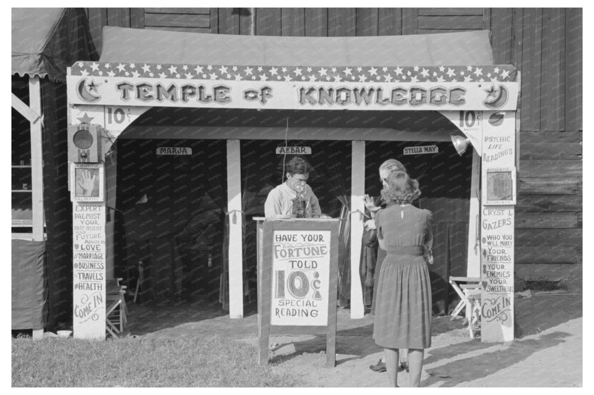 Fortune Tellers Cubicle at Donaldsonville Fair 1938 - Available at KNOWOL