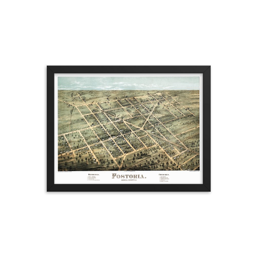 Fostoria, OH 1872 Framed - Available at KNOWOL