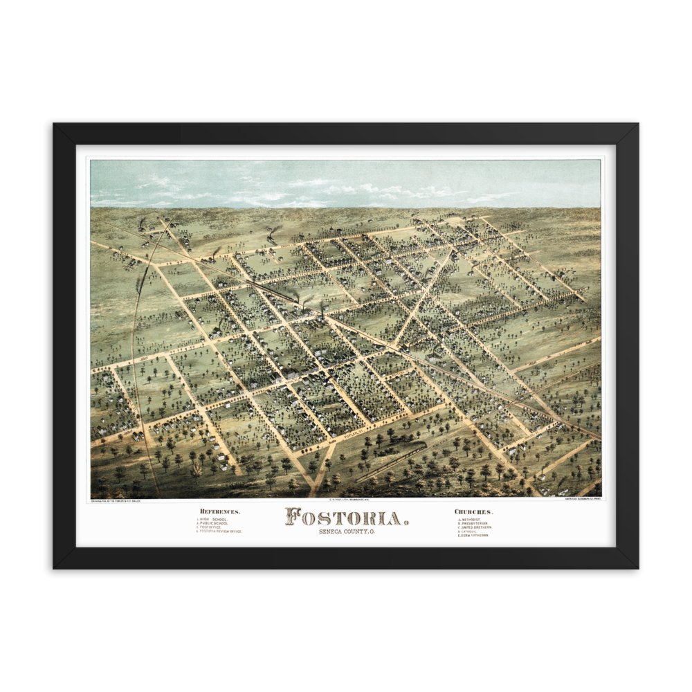 Fostoria, OH 1872 Framed - Available at KNOWOL