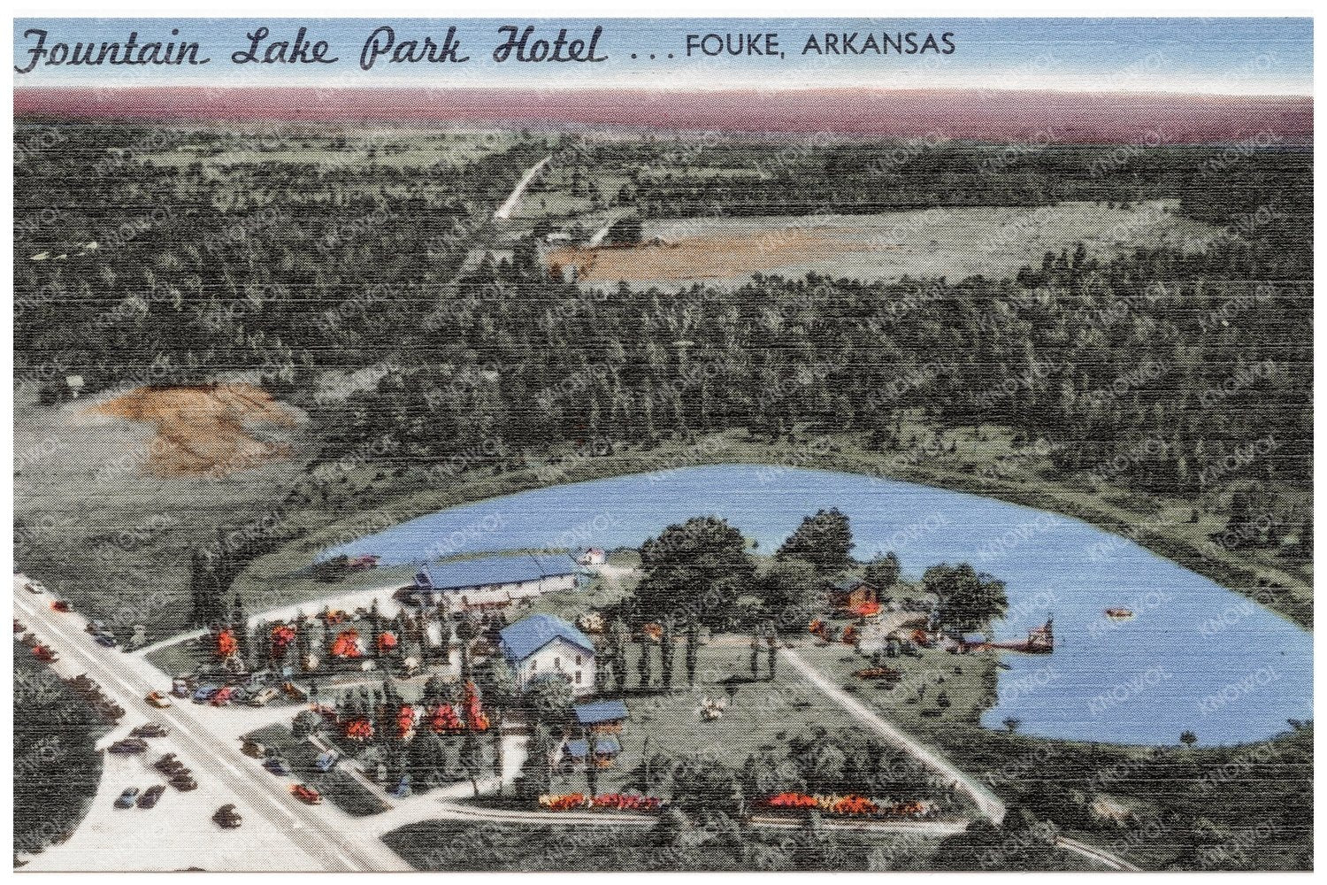 Fountain Lake Park Hotel Vintage Postcard 1930 - 1945 - Available at KNOWOL