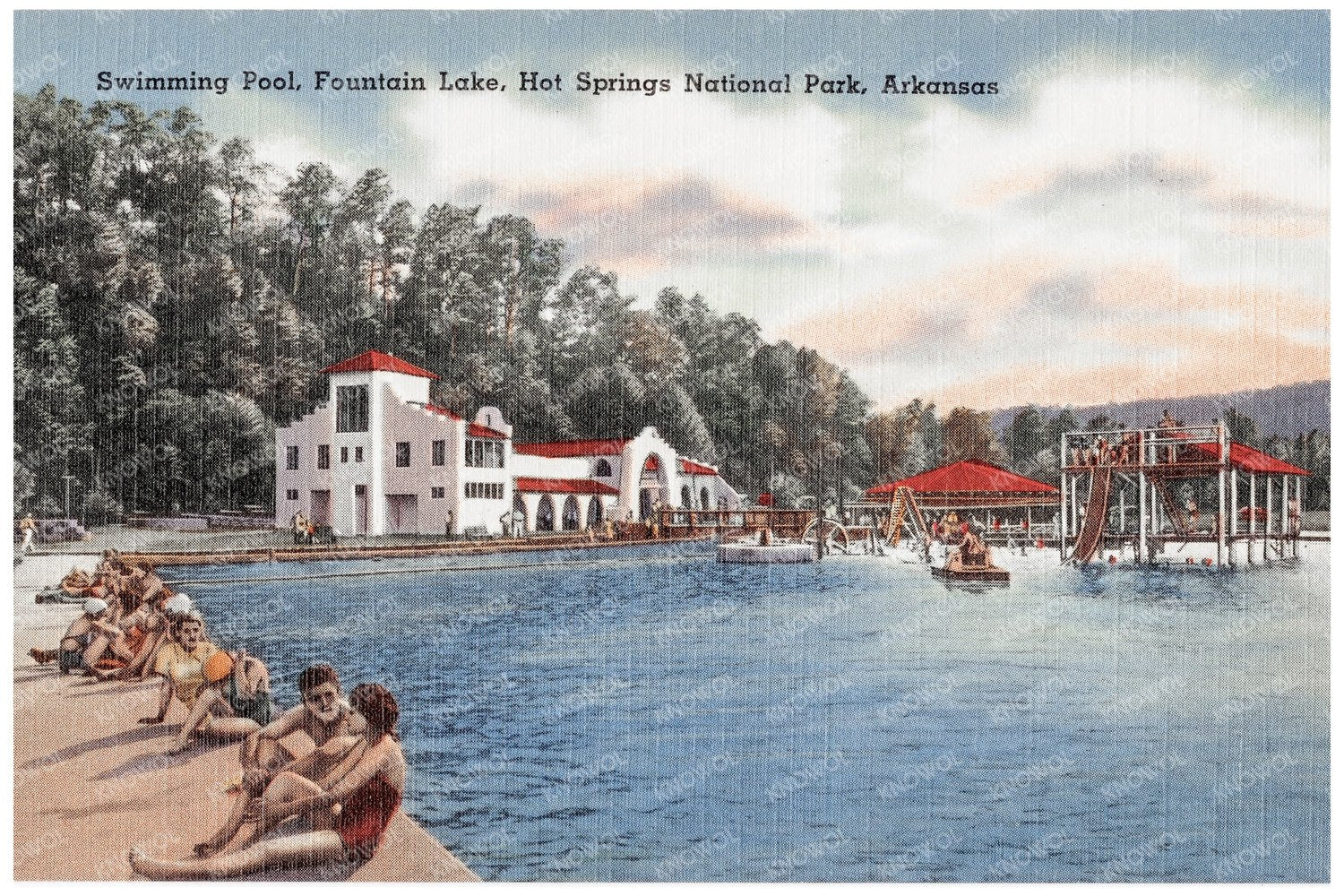 Fountain Lake Swimming Pool Hot Springs National Park 1930 - 1945 - Available at KNOWOL