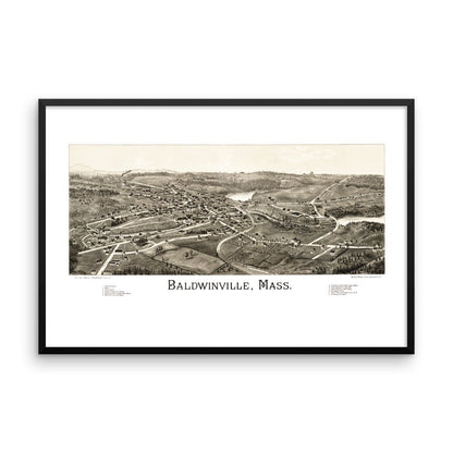 Framed Baldwinville, Massachusetts Map from 1886 - Available at KNOWOL