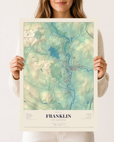 Franklin, New Hampshire map print, 12 x 18 archival matte print