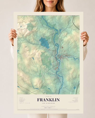 Franklin, New Hampshire map print, 24 x 36 archival matte print