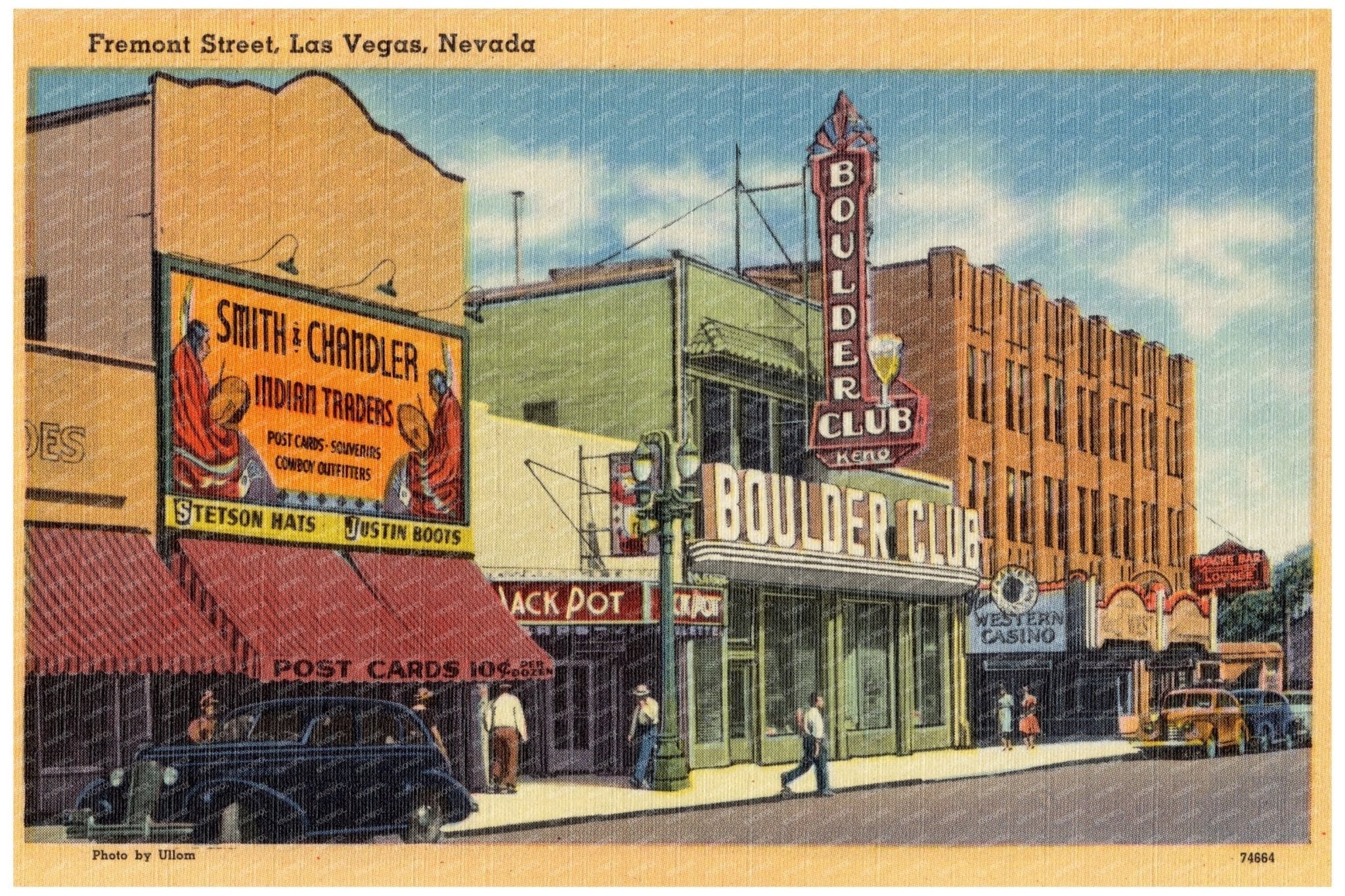 Fremont Street Las Vegas Vintage Postcard 1940s - Available at KNOWOL