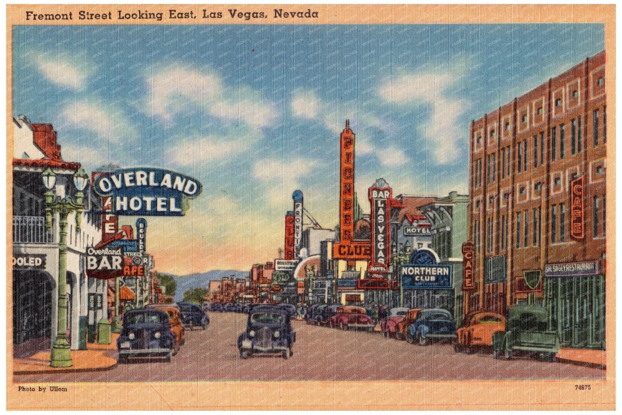 Fremont Street Vintage Postcard Las Vegas 1930 - 1945 - Available at KNOWOL