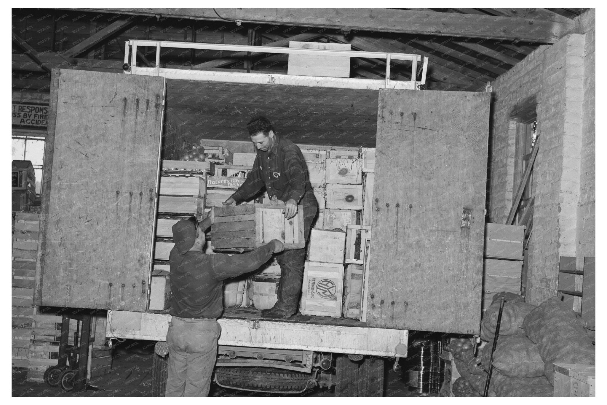 Fruit Loading on Truck at Produce Company Santa Clara 1940 - Available at KNOWOL