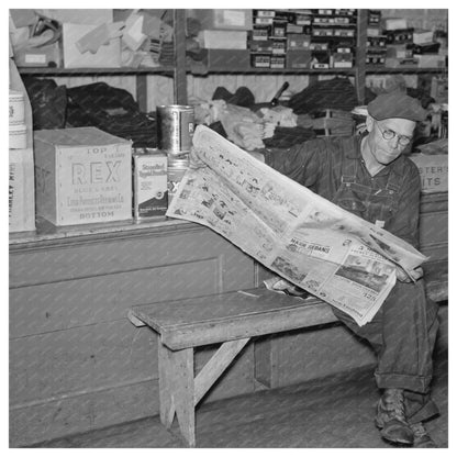 Funkley Minnesota Resident Reading Newspaper 1937 - Available at KNOWOL