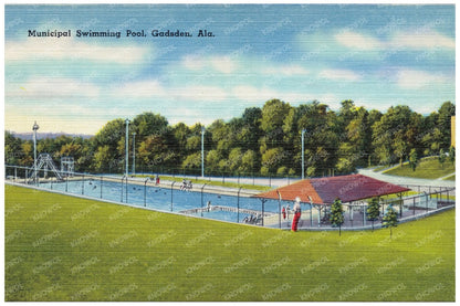 Gadsden Alabama Municipal Swimming Pool Postcard 1930 - 1945 - Available at KNOWOL