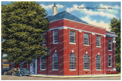 Gadsden Alabama Public Library Vintage Postcard 1930 - 1945 - Available at KNOWOL