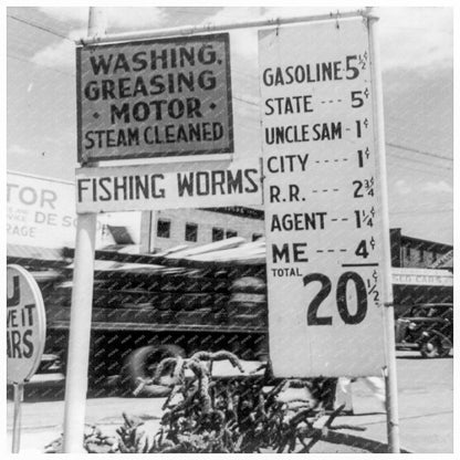 Gas Station Signage Santa Fe New Mexico August 1938 - Available at KNOWOL