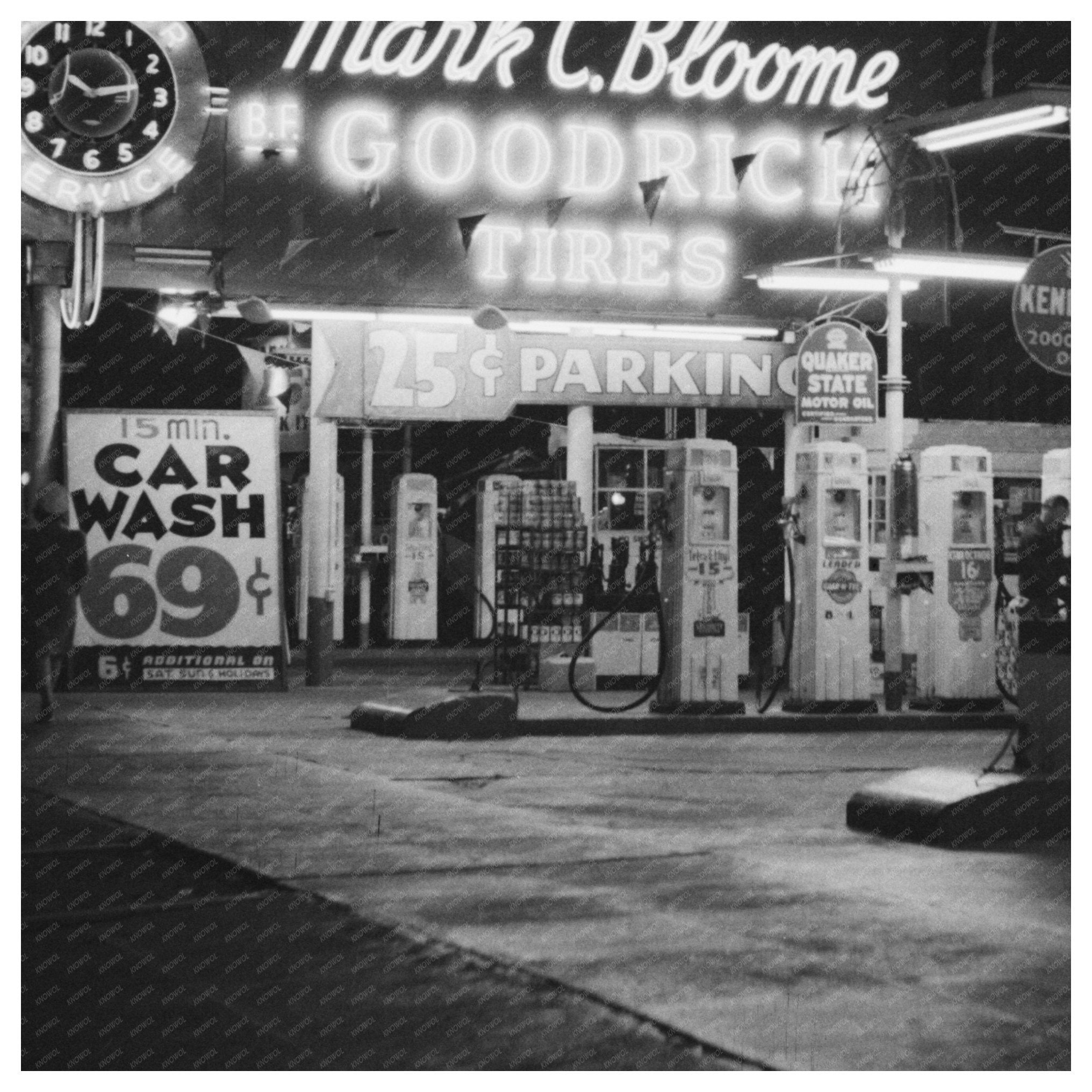 Gasoline Filling Station in Hollywood California April 1942 - Available at KNOWOL