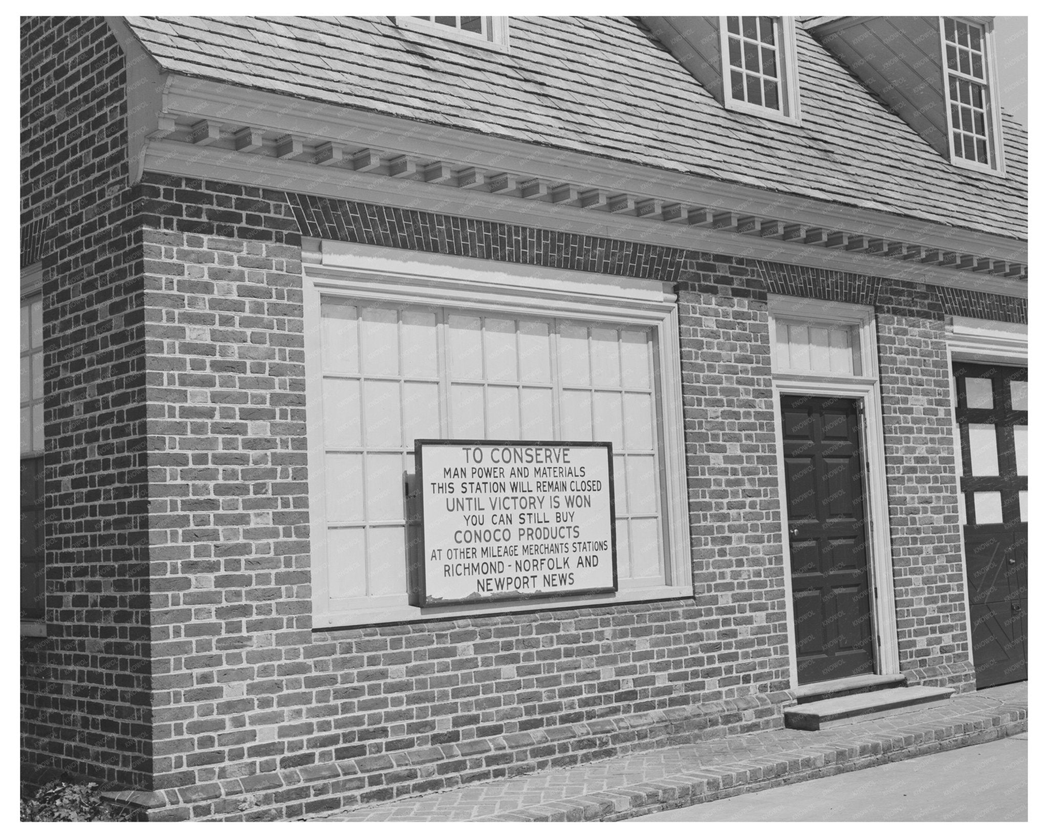 Gasoline Station in Williamsburg Virginia 1943 - Available at KNOWOL