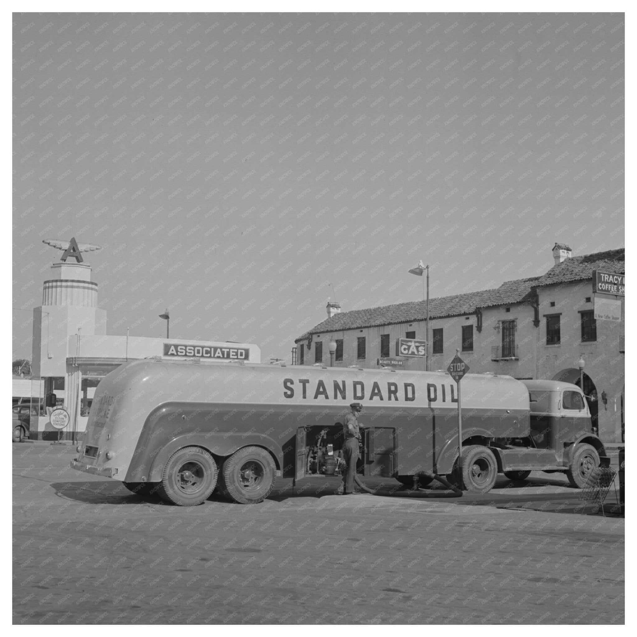 Gasoline Tank Truck Delivery in Tracy California 1942 - Available at KNOWOL