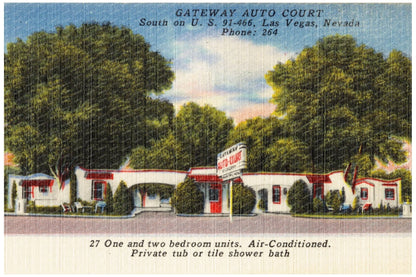 Gateway Auto Court Postcard U.S. Route 66 1930s - Available at KNOWOL