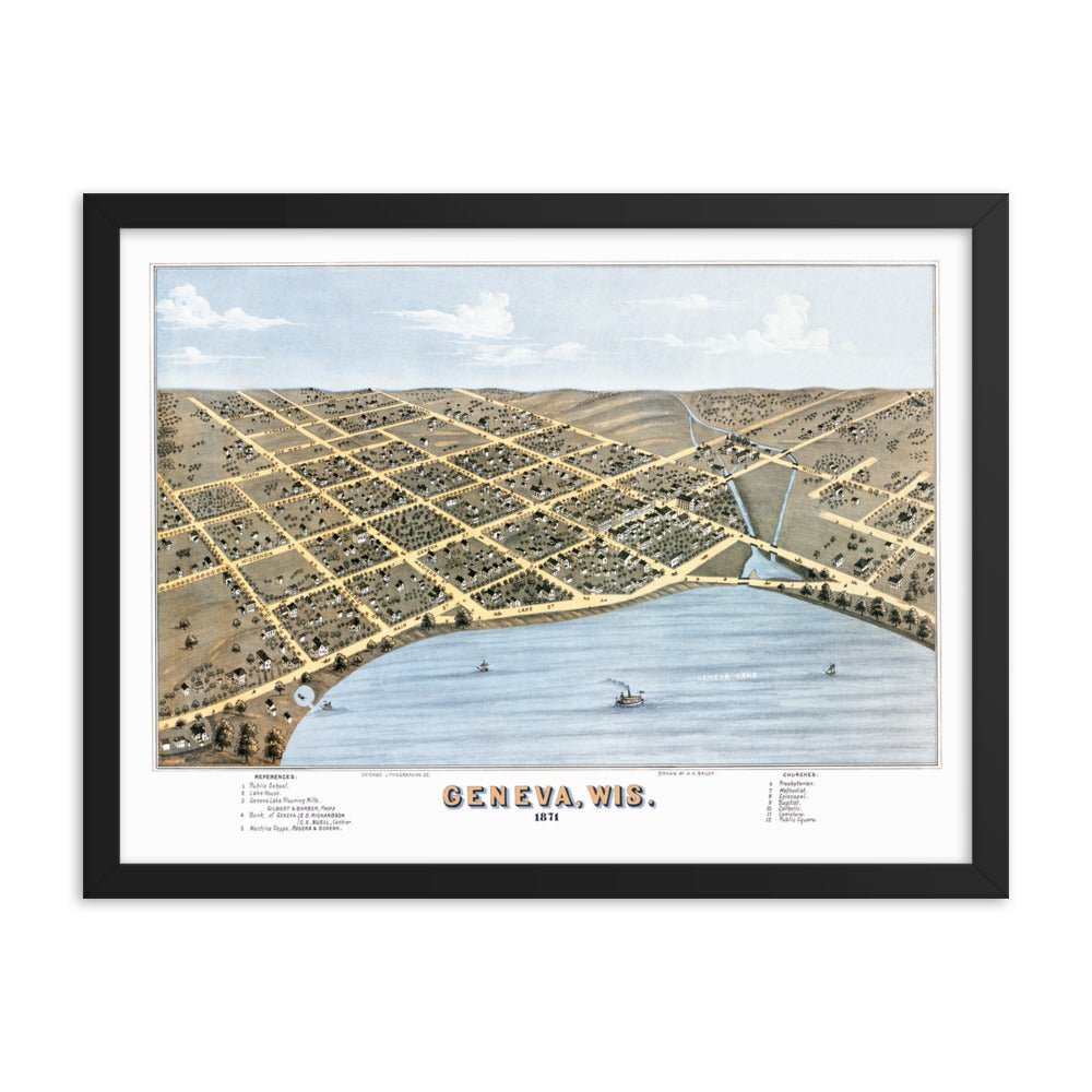 Geneva, WI 1871 Framed - Available at KNOWOL