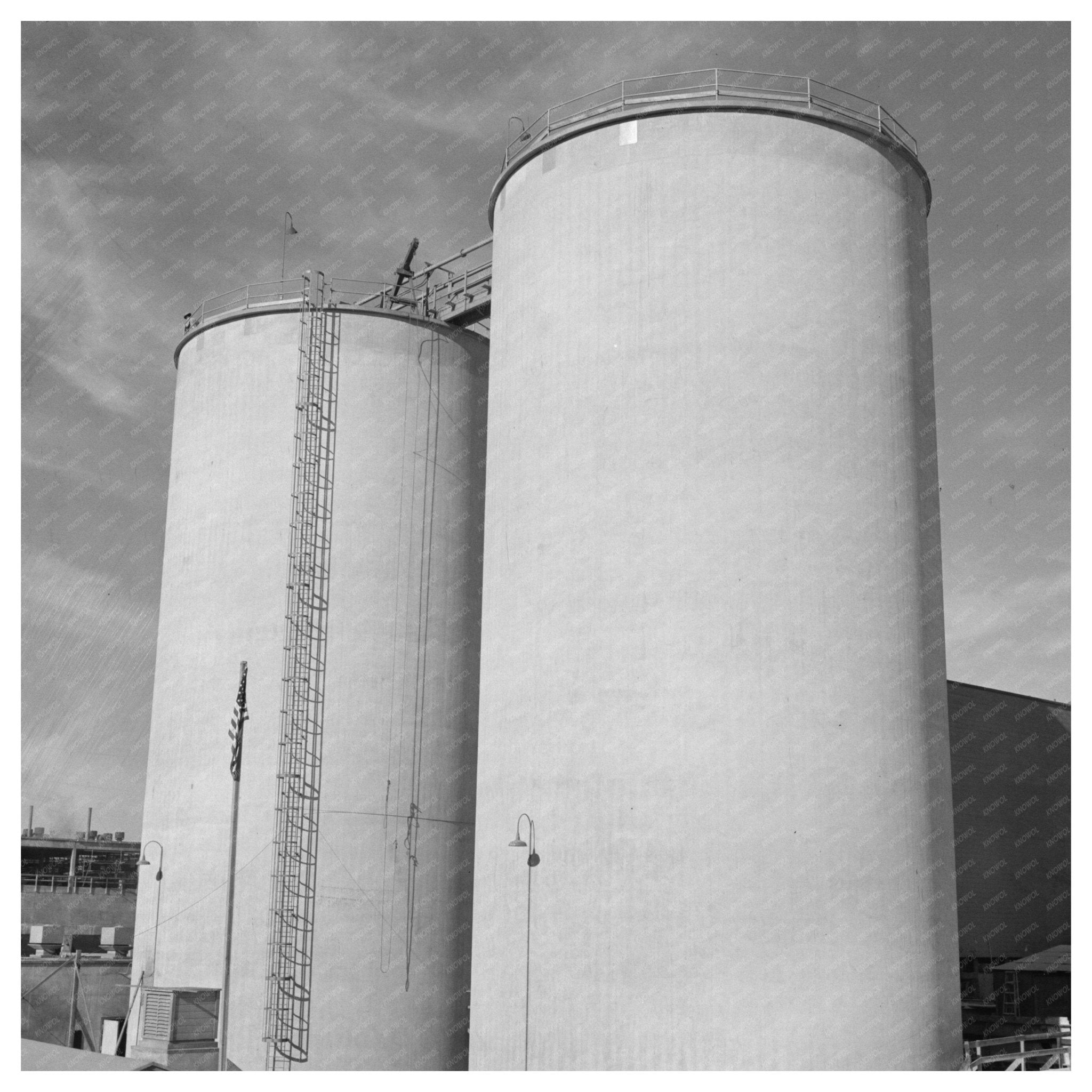 Giant Silos at Basic Magnesium Plant Southern Nevada 1940s - Available at KNOWOL