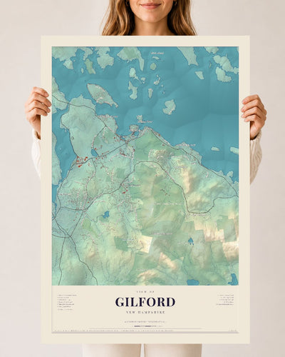 Gilford, New Hampshire map print, 24 x 36 archival matte print