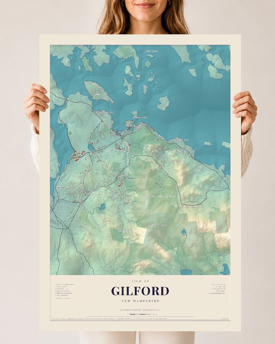 Gilford, New Hampshire map print, 24 x 36 archival matte print