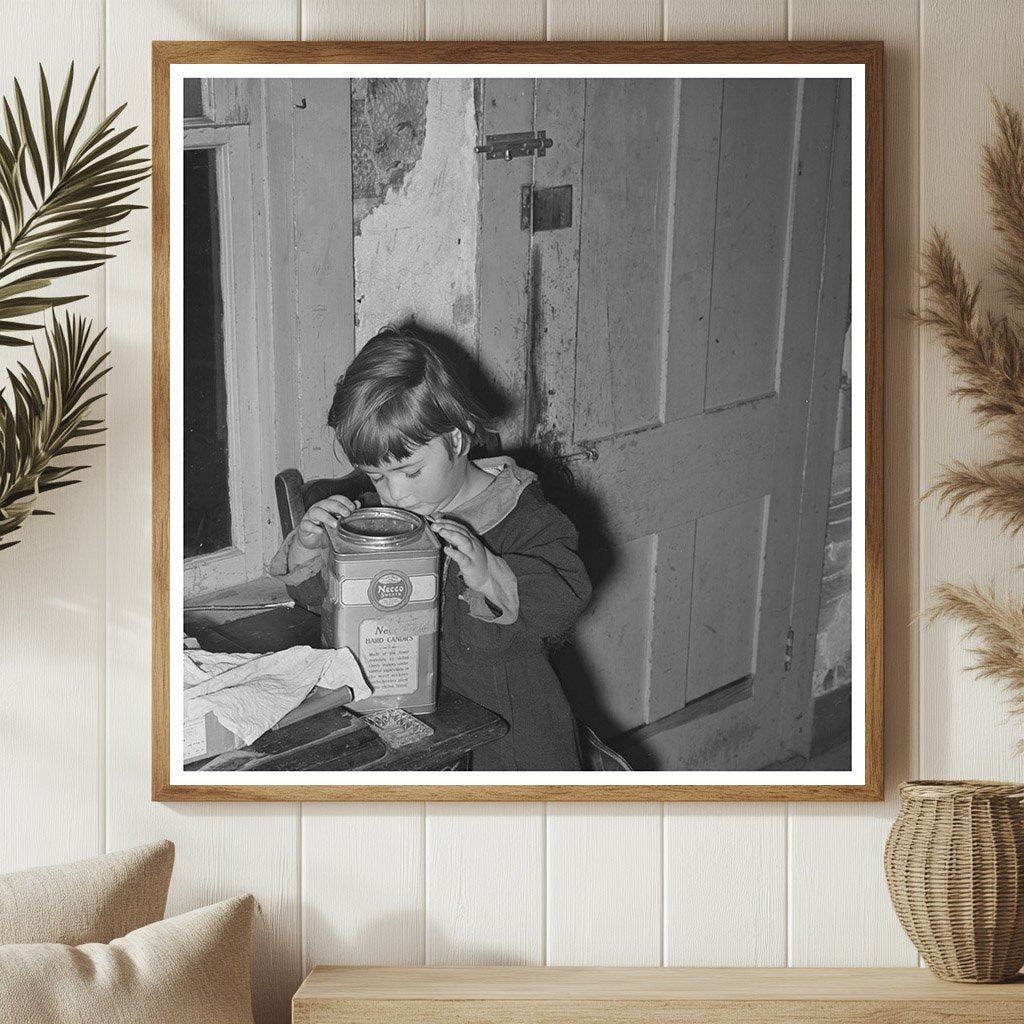 Girl Gazes at Candy Jar in Vermont Farm October 1939 - Available at KNOWOL