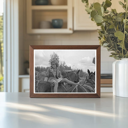 Girl on Mule on Farm Near Northome Minnesota 1937 - Available at KNOWOL