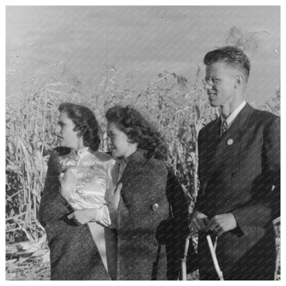 Girls Watching Cornhusking Contest Ontario Oregon 1941 - Available at KNOWOL