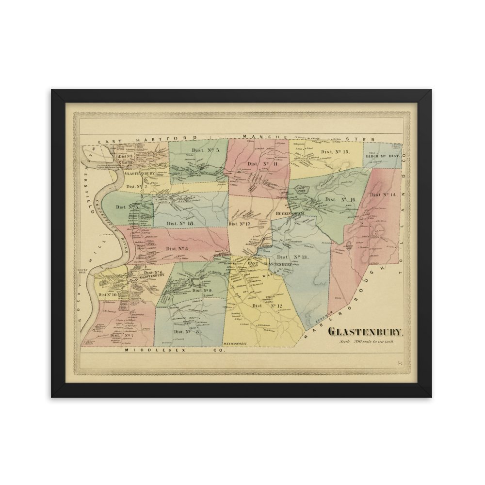 Glastonbury, CT 1869 Framed - Available at KNOWOL