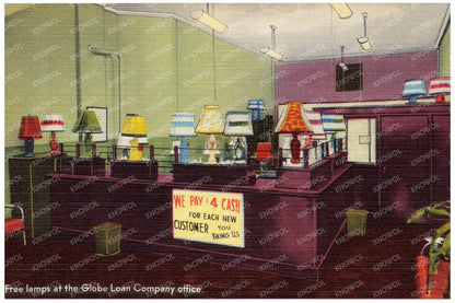 Globe Loan Company Office Postcard 1930 - 1945 - Available at KNOWOL