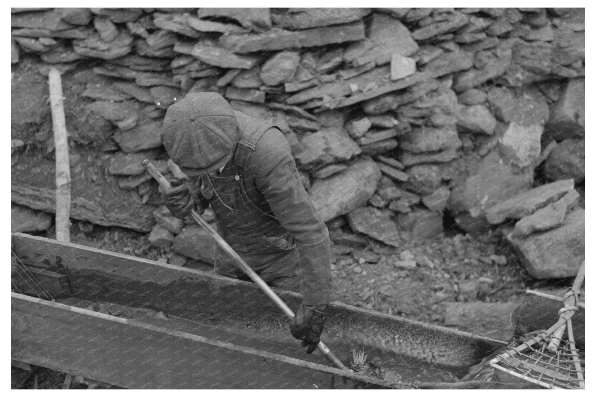 Gold Miner Working at Sluice Box South Dakota 1938 - Available at KNOWOL