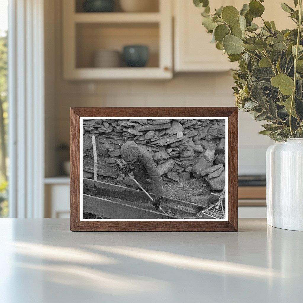 Gold Miner Working at Sluice Box South Dakota 1938 - Available at KNOWOL