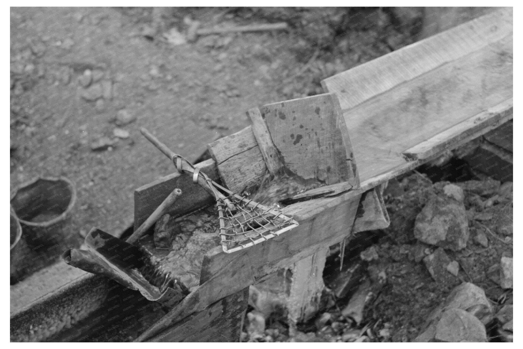 Gold Mining Sluice at Two Bit Creek South Dakota 1938 - Available at KNOWOL