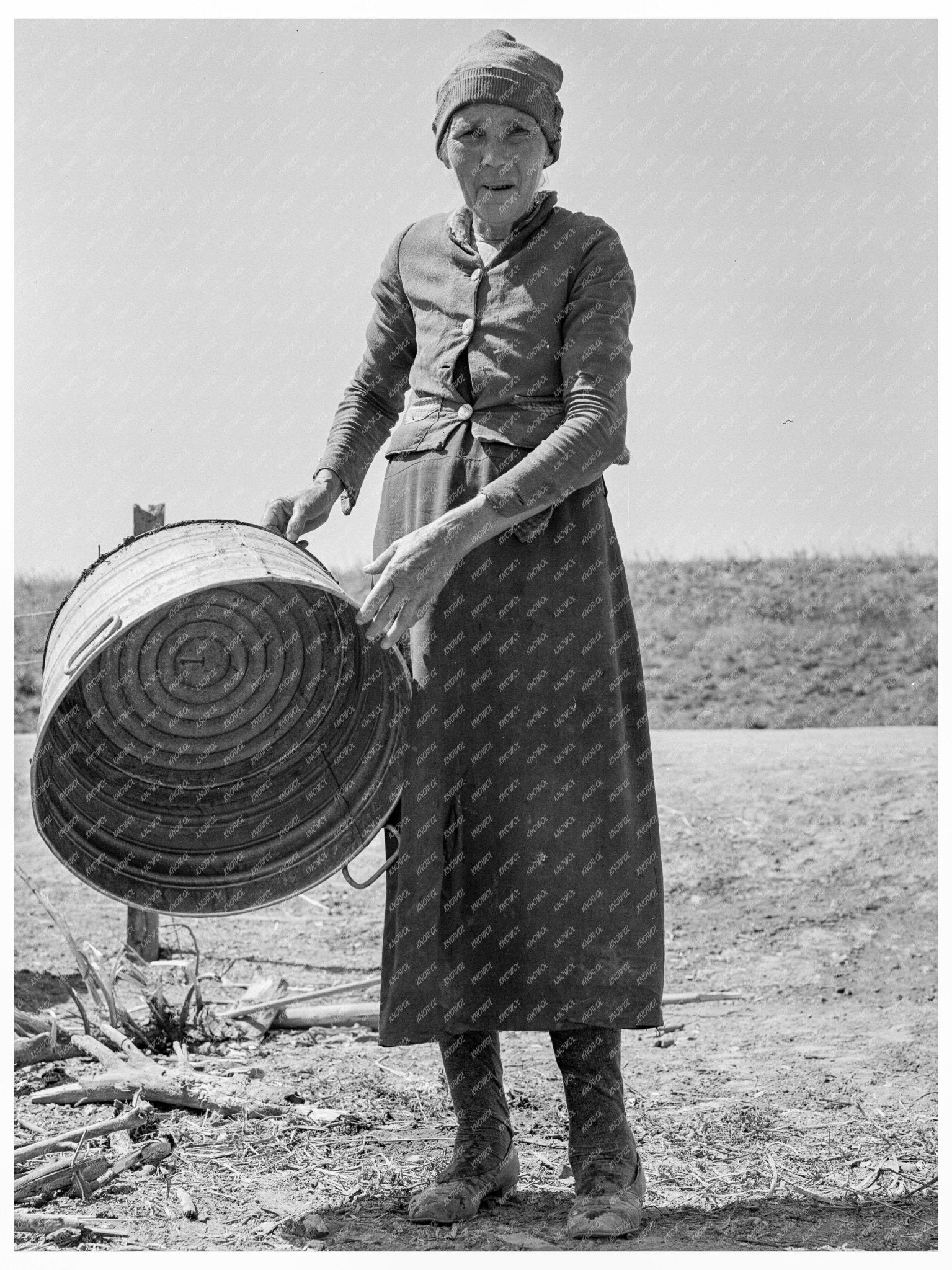 Grandmother in Contractors Camp California April 1939 - Available at KNOWOL