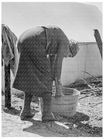 Grandmother Washing Clothes in Migrant Camp California 1939 - Available at KNOWOL