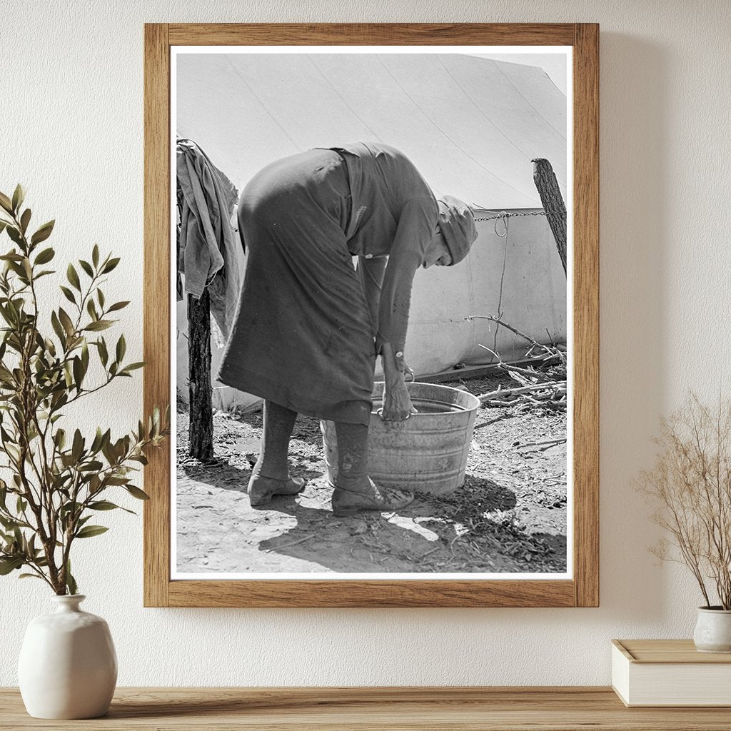 Grandmother Washing Clothes in Migrant Camp California 1939 - Available at KNOWOL