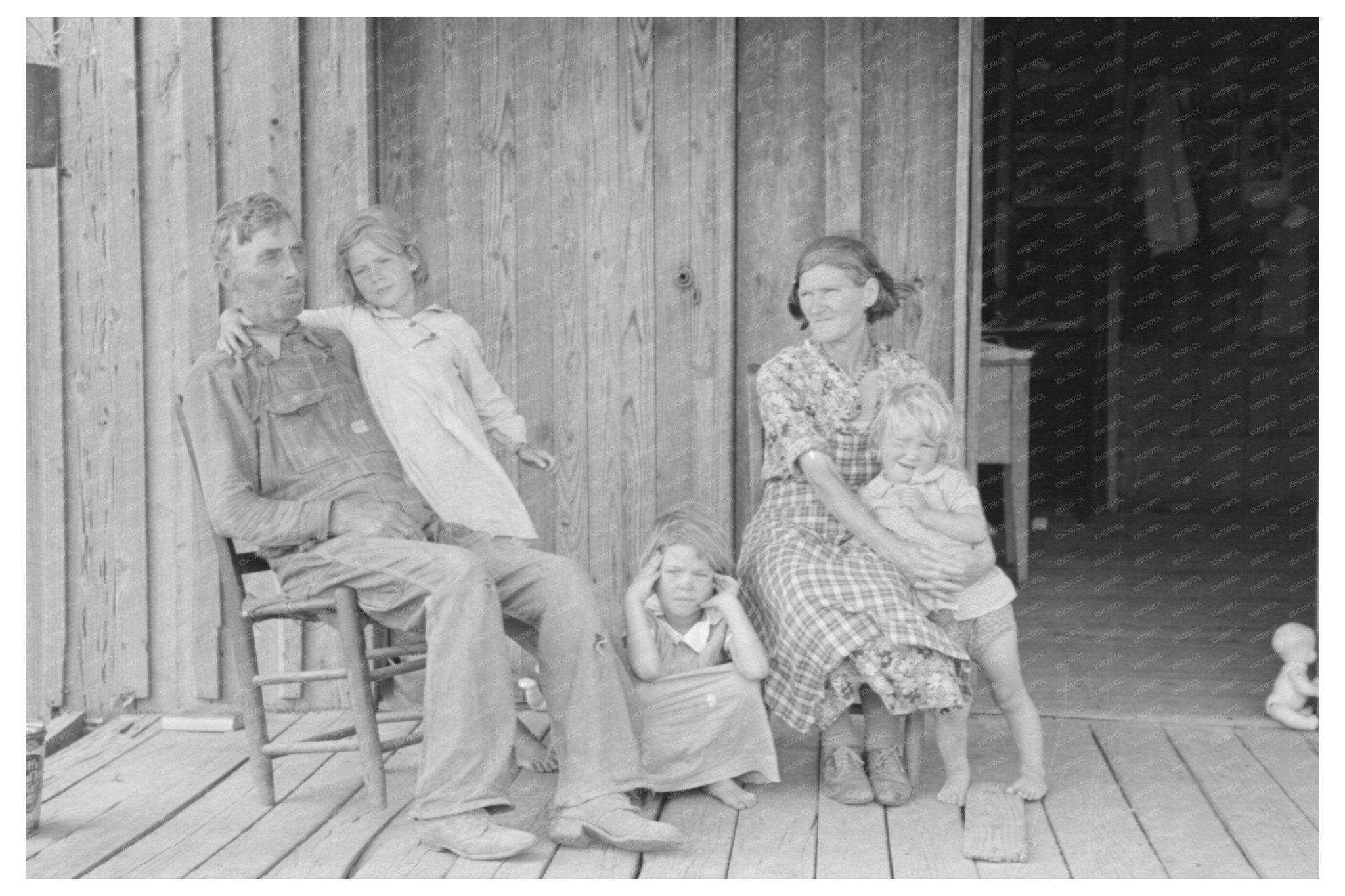 Grandparents and Children on Porch in Missouri 1938 - Available at KNOWOL