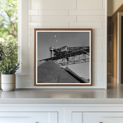 Gravel Under Conveyor Belt at Shasta Dam June 1942 - Available at KNOWOL