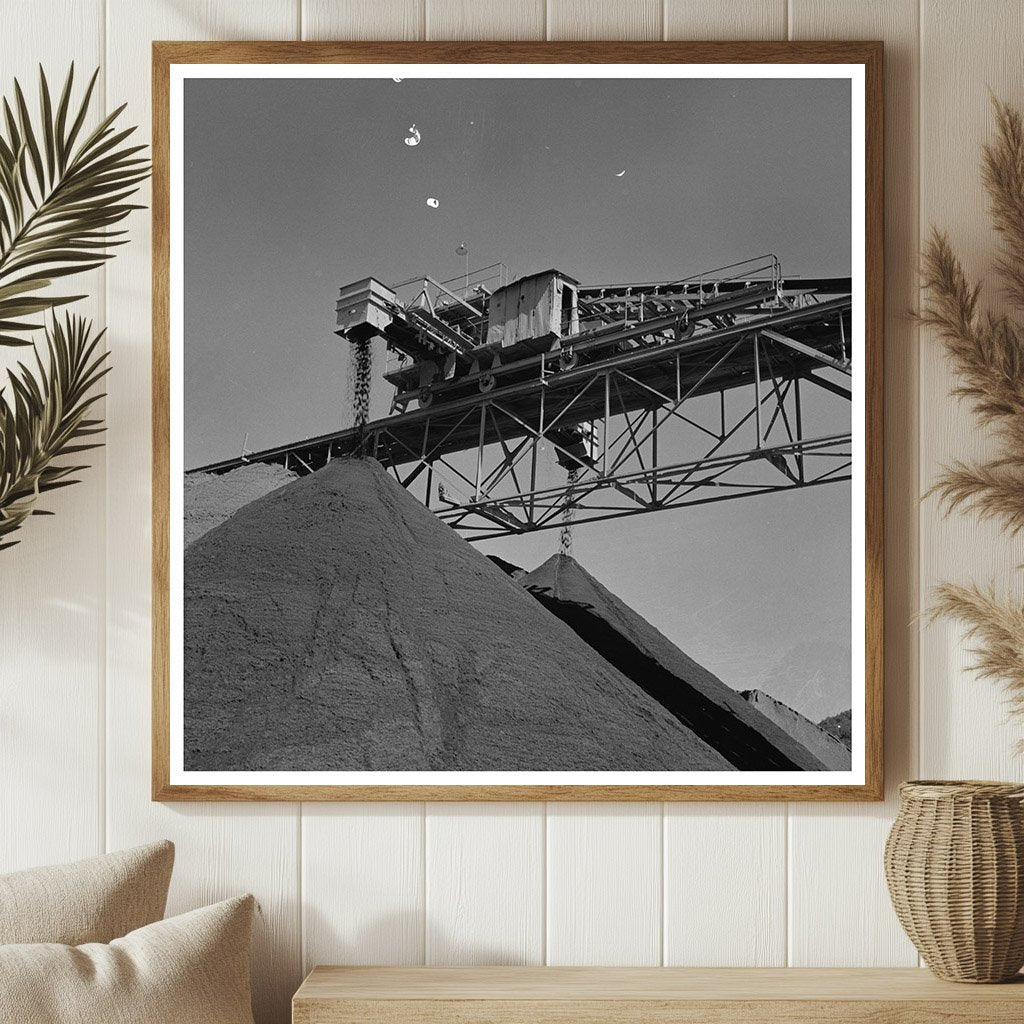 Gravel Under Conveyor Belt at Shasta Dam June 1942 - Available at KNOWOL