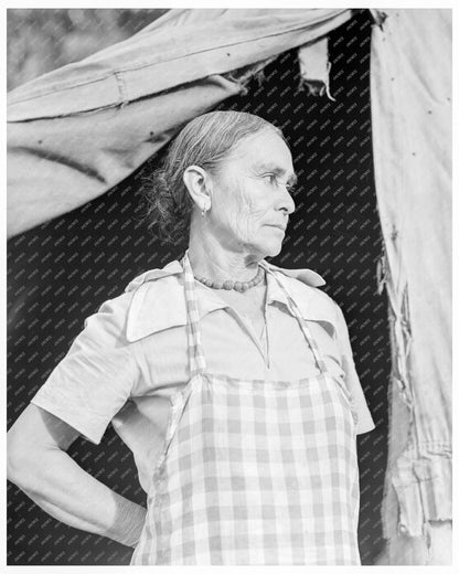 Greek Migrant Woman in Cotton Camp Exeter California November 1936 FSA Collection - Available at KNOWOL