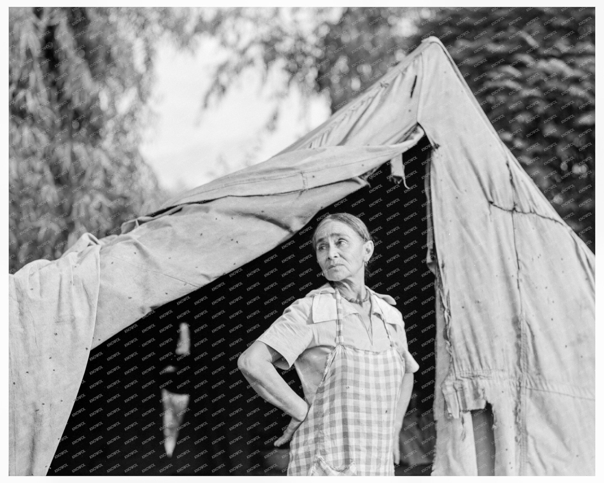 Greek Woman in Cotton Camp Exeter California 1936 - Available at KNOWOL