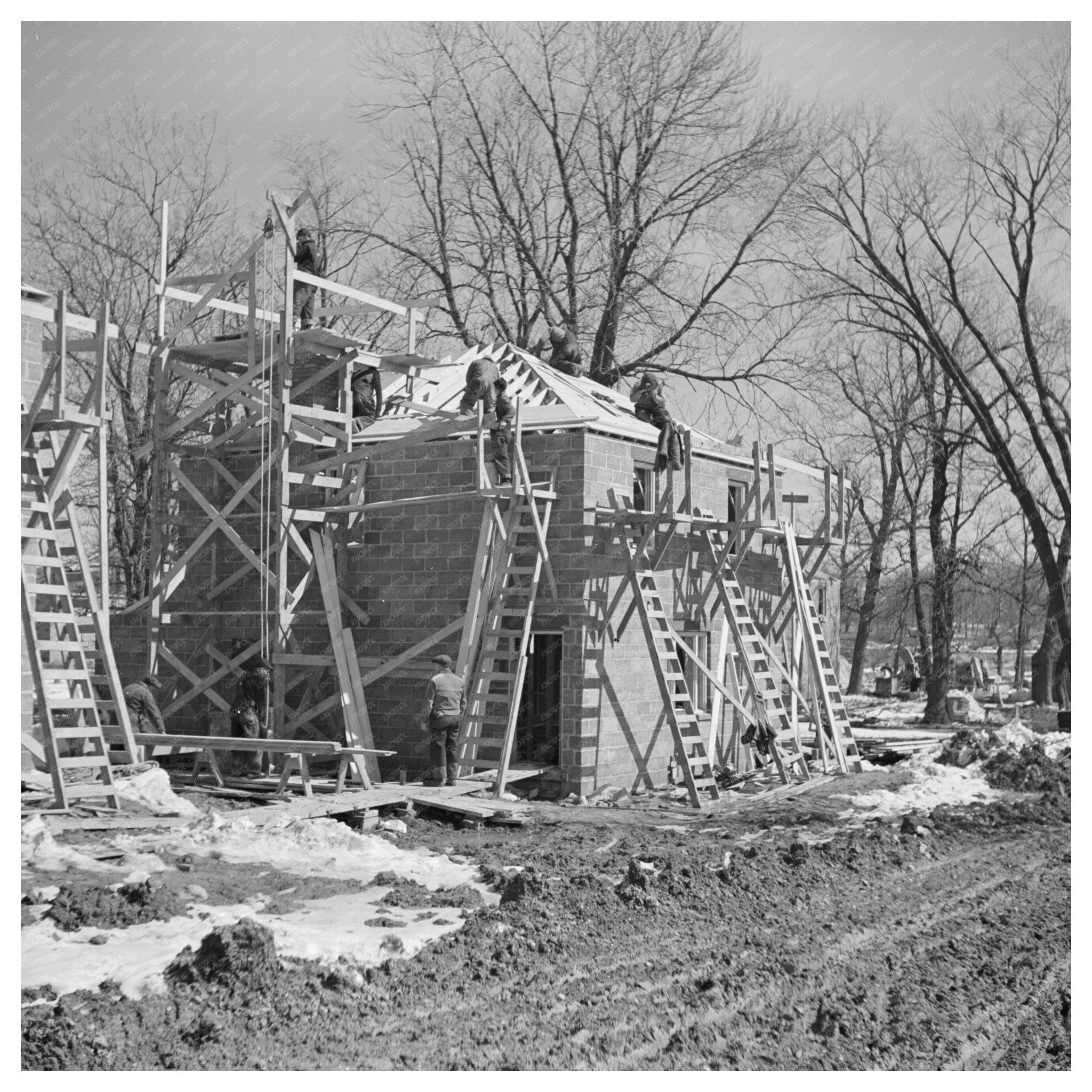 Greendale Wisconsin House Under Construction March 1937 - Available at KNOWOL