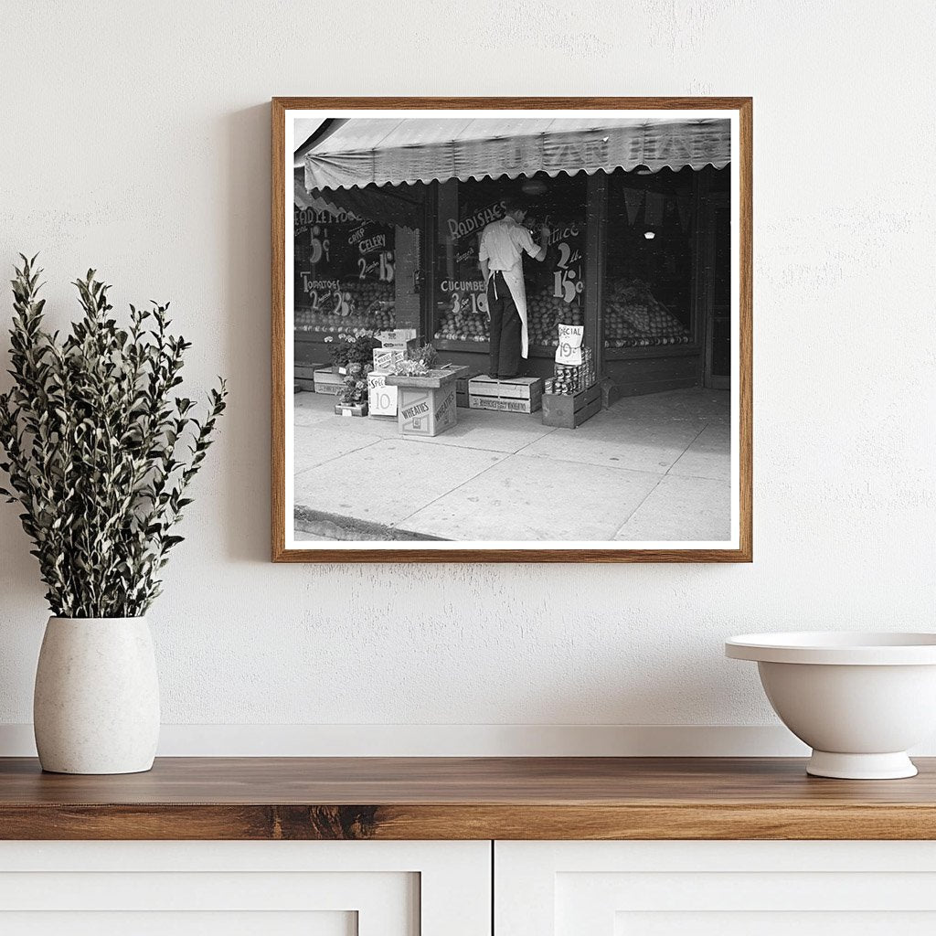 Grocery Store Clerk Painting Sign Minneapolis 1937 - Available at KNOWOL