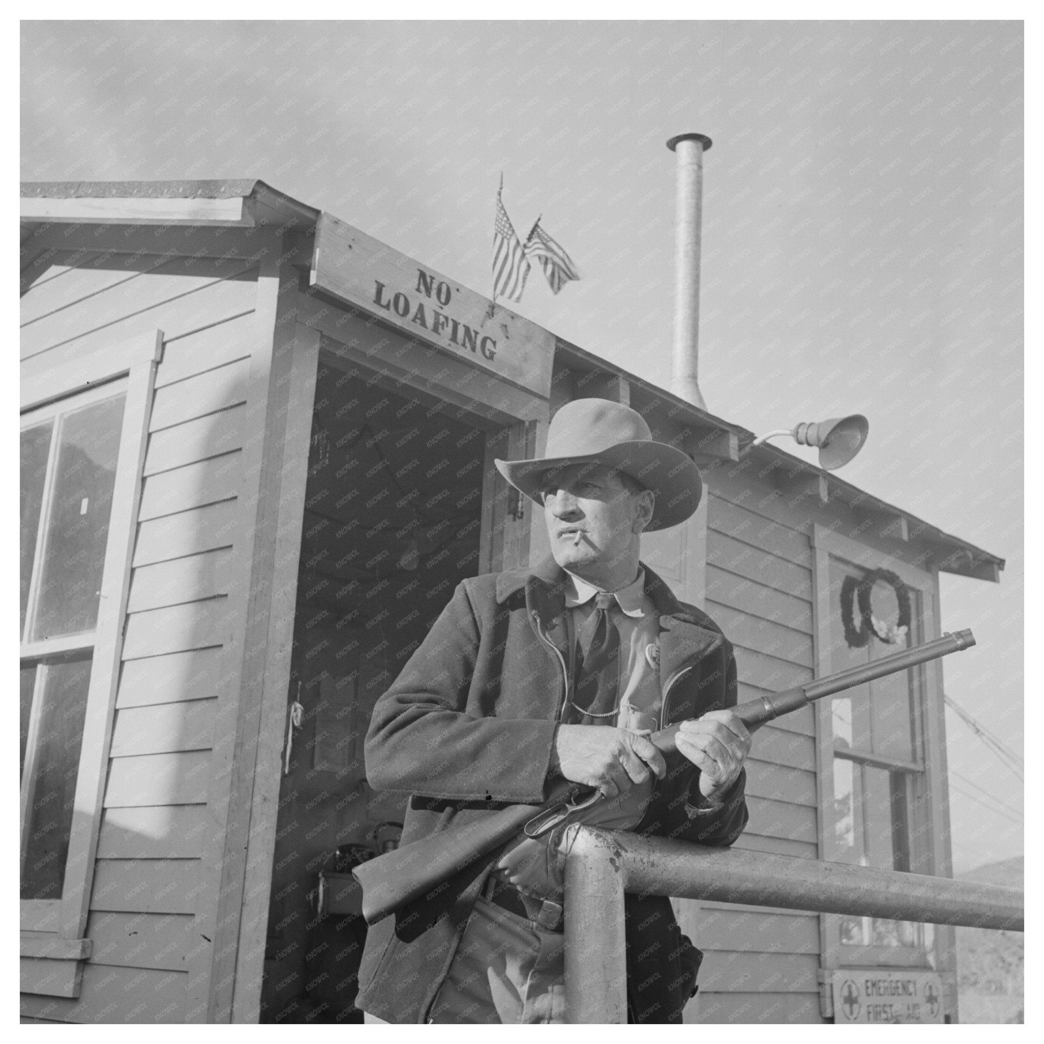 Guard at Phelps Dodge Copper Mine Morenci Arizona 1942 - Available at KNOWOL