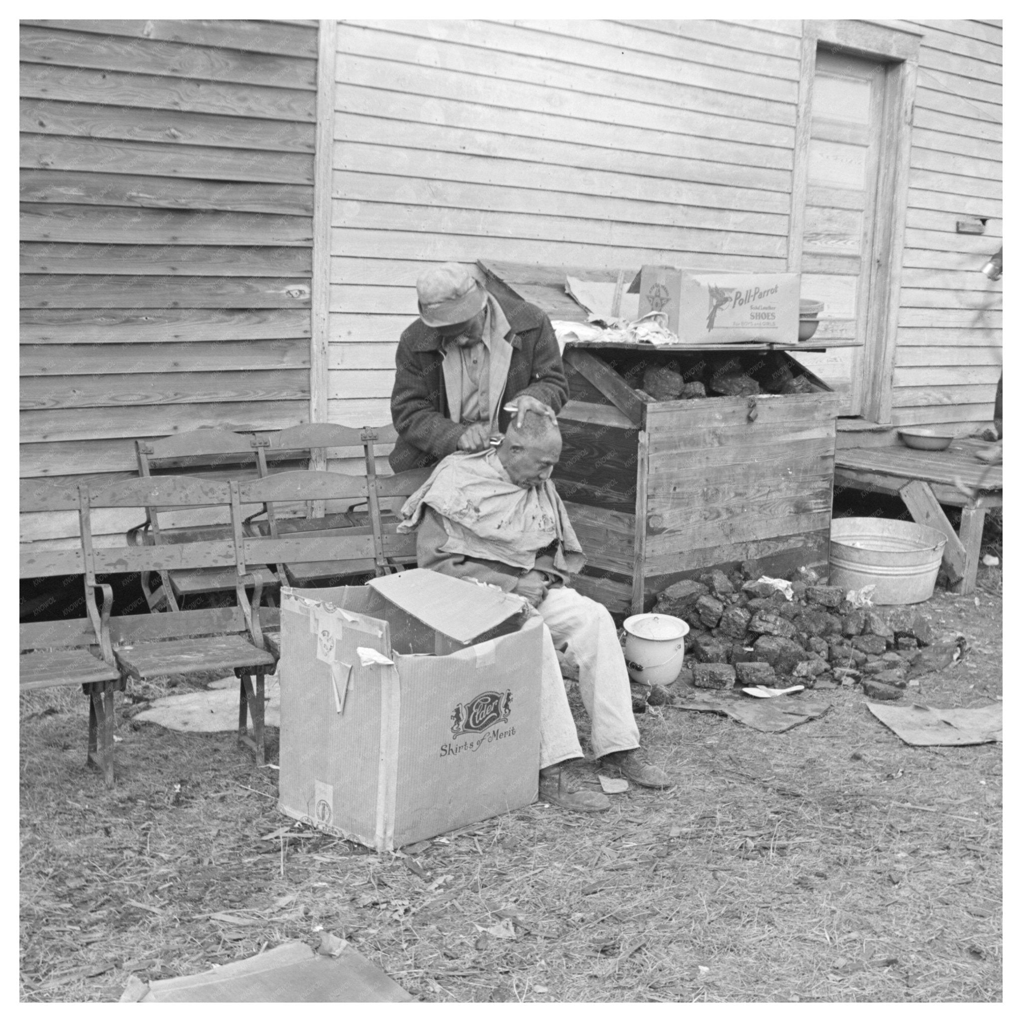 Haircut for Flood Victims in Sikeston Missouri February 1937 - Available at KNOWOL