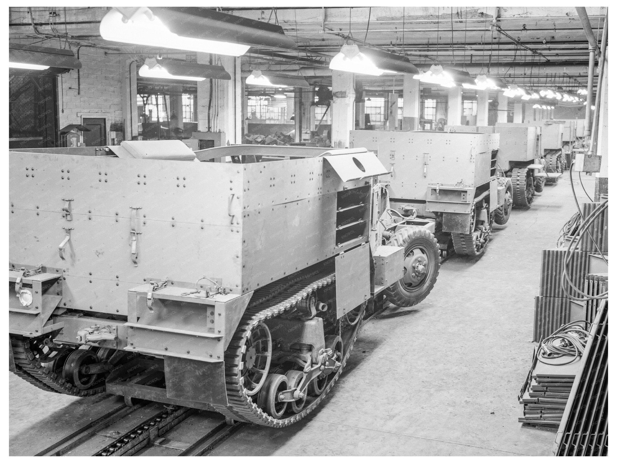 Halftrac Scout Cars Assembly Line Canton Ohio December 1941 - Available at KNOWOL