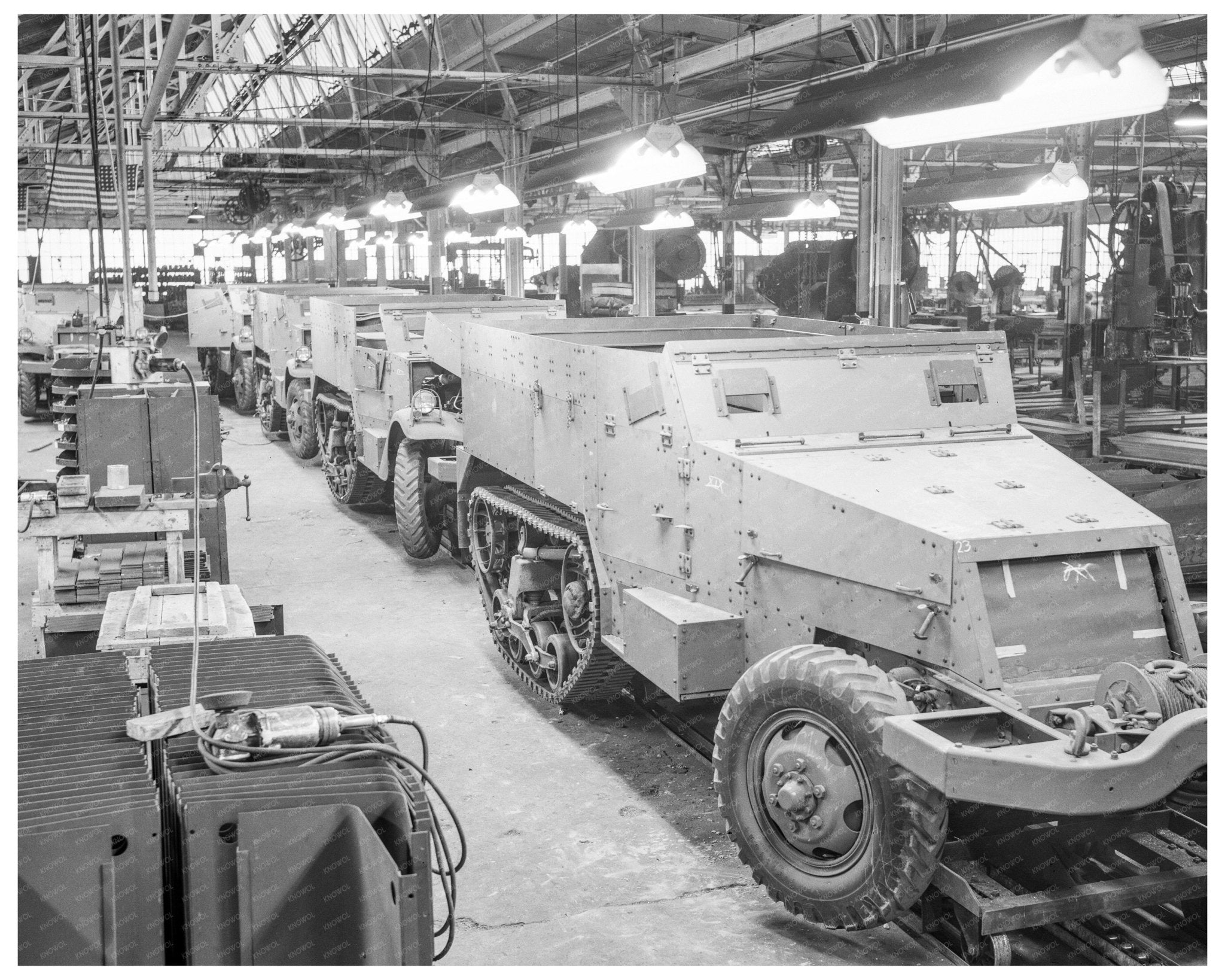 Halftrack Scout Cars Assembly Line Canton Ohio December 1941 - Available at KNOWOL