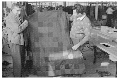 Harry Kaplan Demonstrates Blanket Made from Cloth Scraps 1936 - Available at KNOWOL