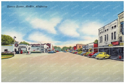 Heflin Alabama Street Scene Vintage Postcard 1930 - 1945 - Available at KNOWOL