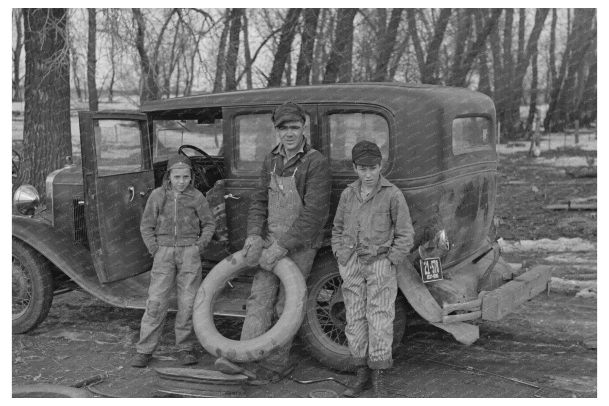 Henry Monk and Stepchildren on Iowa Farm 1936 - Available at KNOWOL