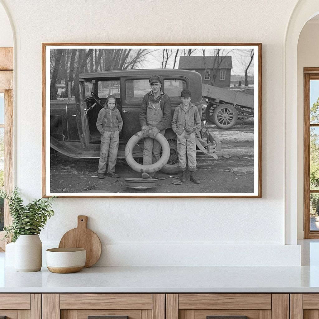 Henry Monk with Stepchildren on Iowa Farm December 1936 - Available at KNOWOL