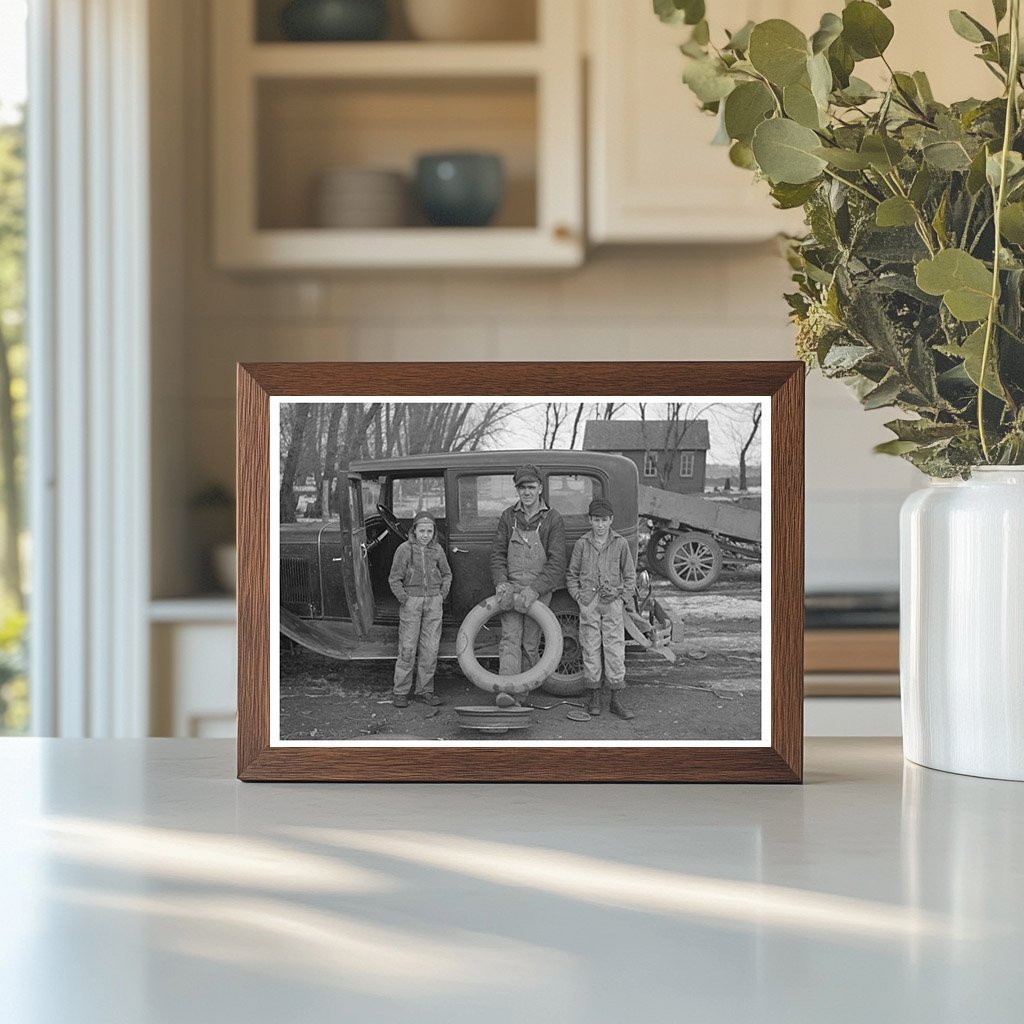 Henry Monk with Stepchildren on Iowa Farm December 1936 - Available at KNOWOL